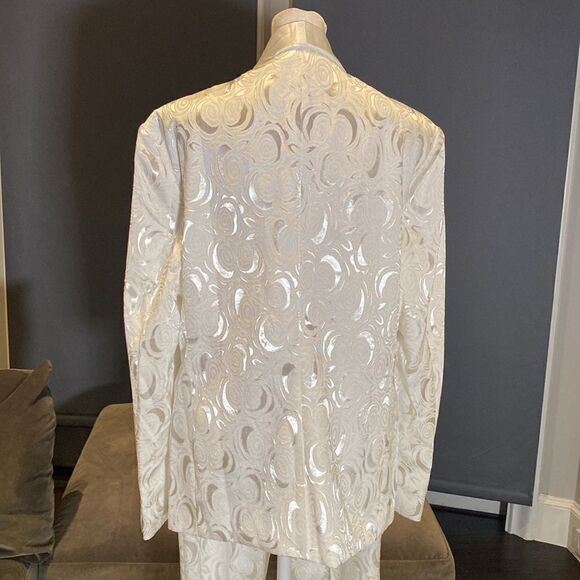 Men’s Tuxedo Rose Floral Jacquard 2 Piece Slim Fit Size 38 Jacket 34 Pants NWT - Picture 5 of 13